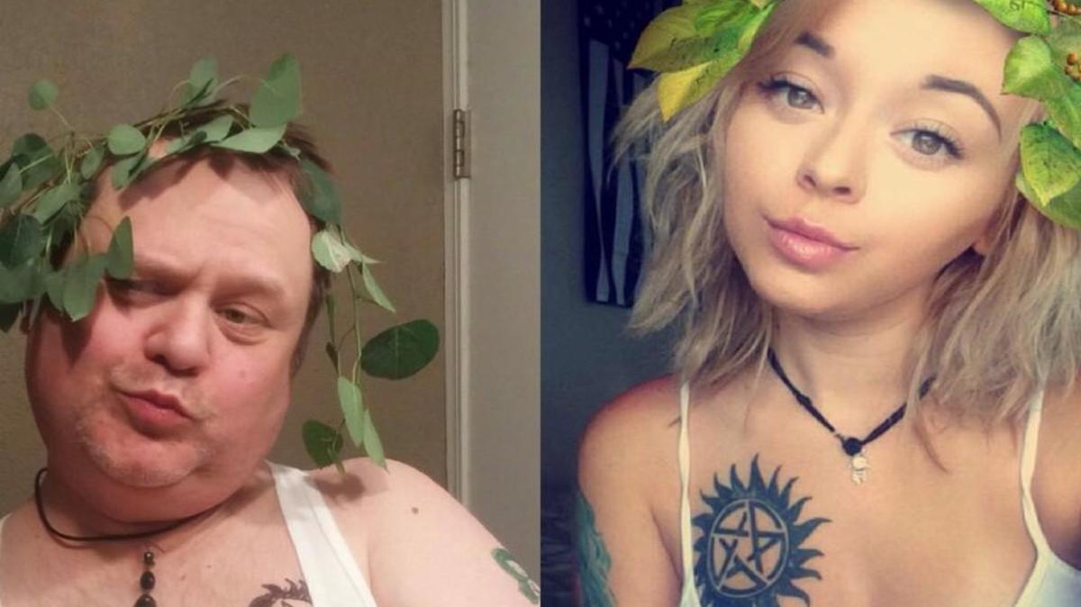 Chris Martin, right, has been recreating his daughter’s sexy social media poses and posting them online.