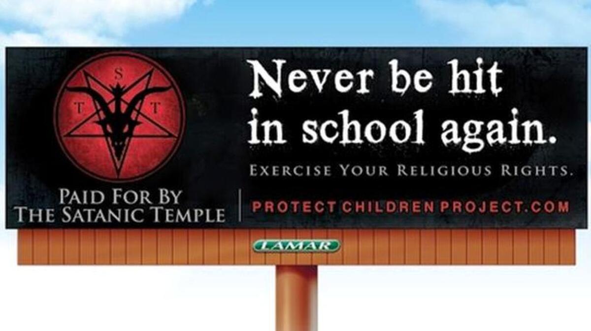 The billboard put up in Springtown by the Satanic Temple this week.