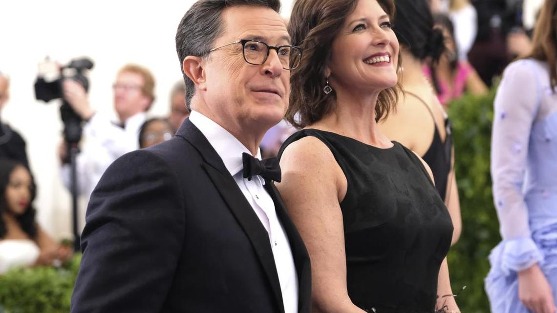 Stephen Colbert, left, and Evelyn McGee-Colbert attend The Metropolitan Museum of Art's Costume Institute benefit gala celebrating the opening of the Rei Kawakubo/Comme des Garçons: Art of the In-Between exhibition on Monday, May 1, 2017, in New York.