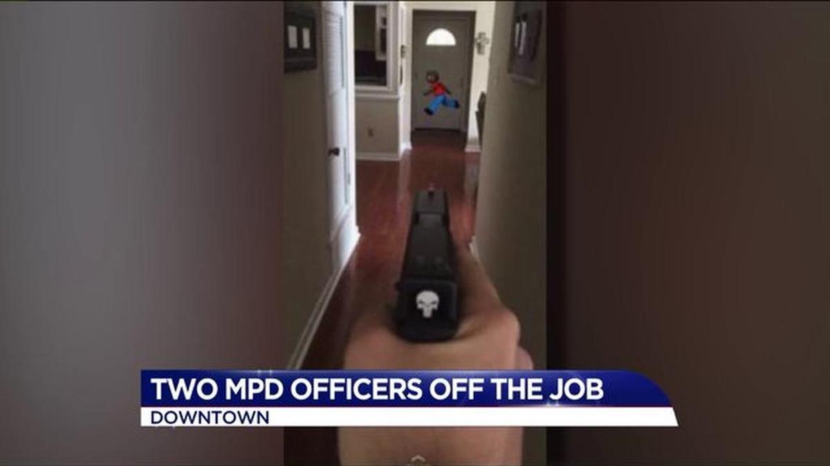 The Snapchat posted on Twitter by another officer shows a hand pointed a gun at an emoji of a black man running away.