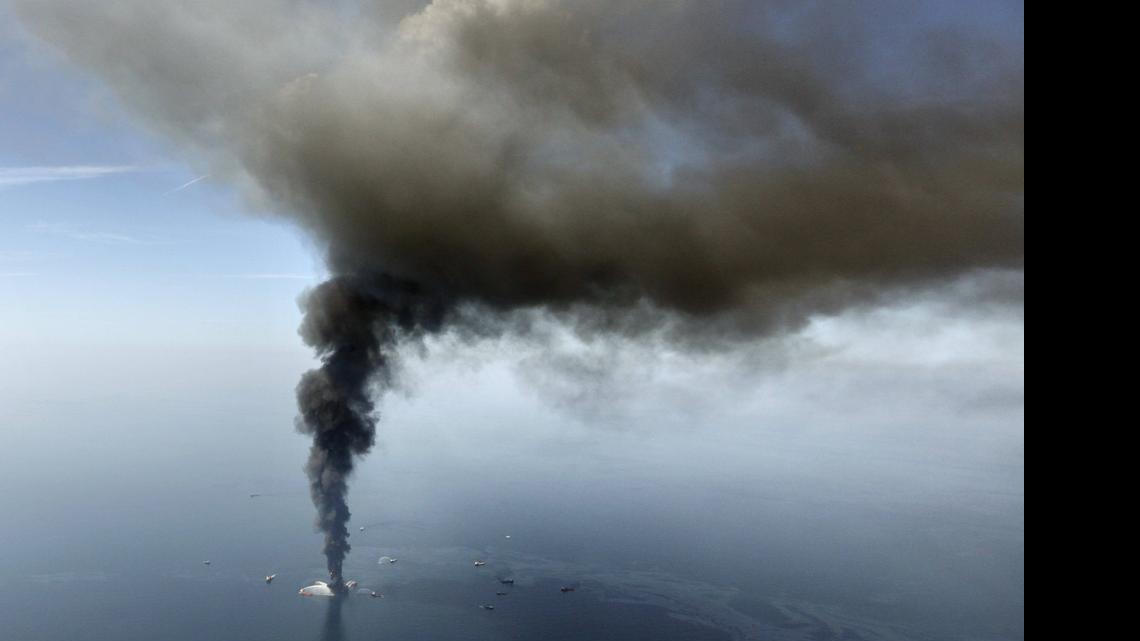 
The Deepwater Horizon oil rig burns in the Gulf of Mexico on April 21, 2010. 
