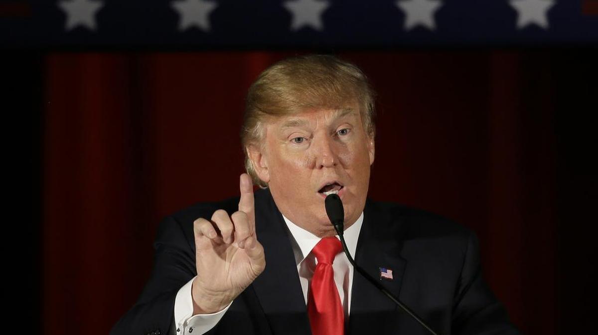Republican presidential candidate Donald Trump at a campaign rally Saturday at the Veterans Memorial Building in Cedar Rapids, Iowa.