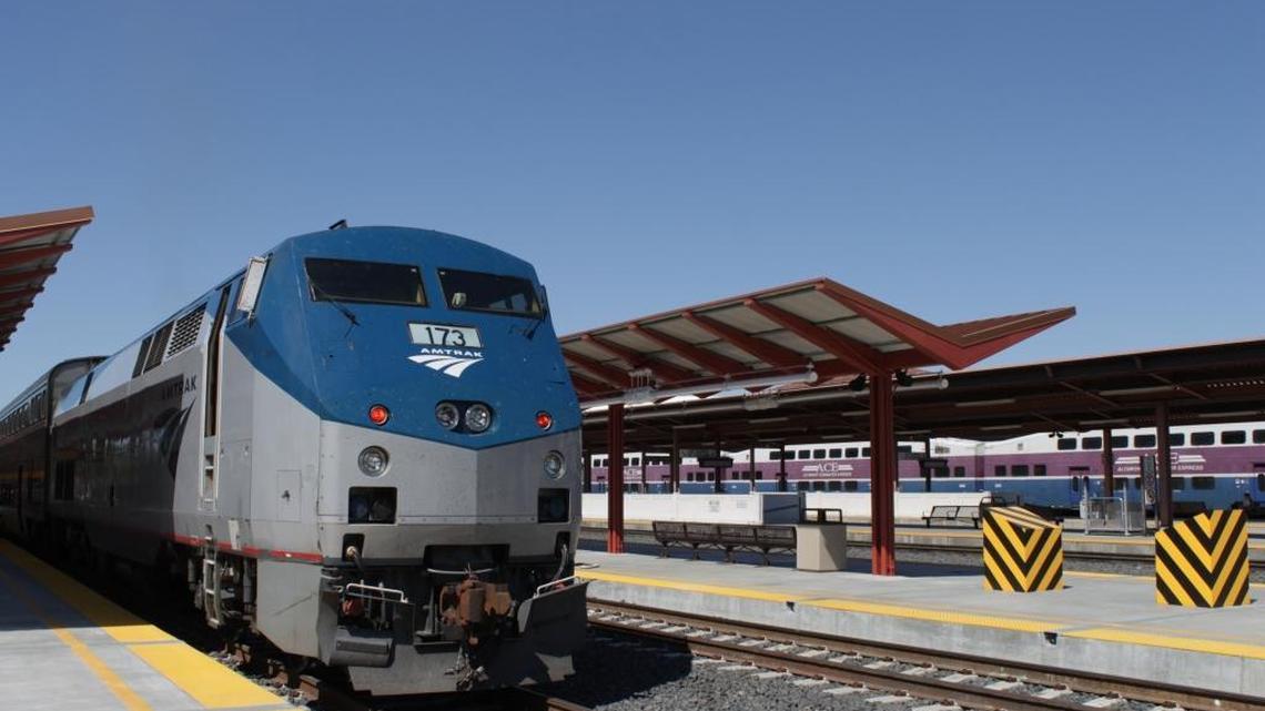 
An Amtrak Capitol Corridor train from Sacramento, Calif., arrives at Diridon Station in San Jose on Aug. 10, 2012, alongside trains of Altamont Commuter Express. Amtrak and commuter railroads must install Positive Train Control this year under a 2008 mandate from Congress, but most will miss the deadline.
