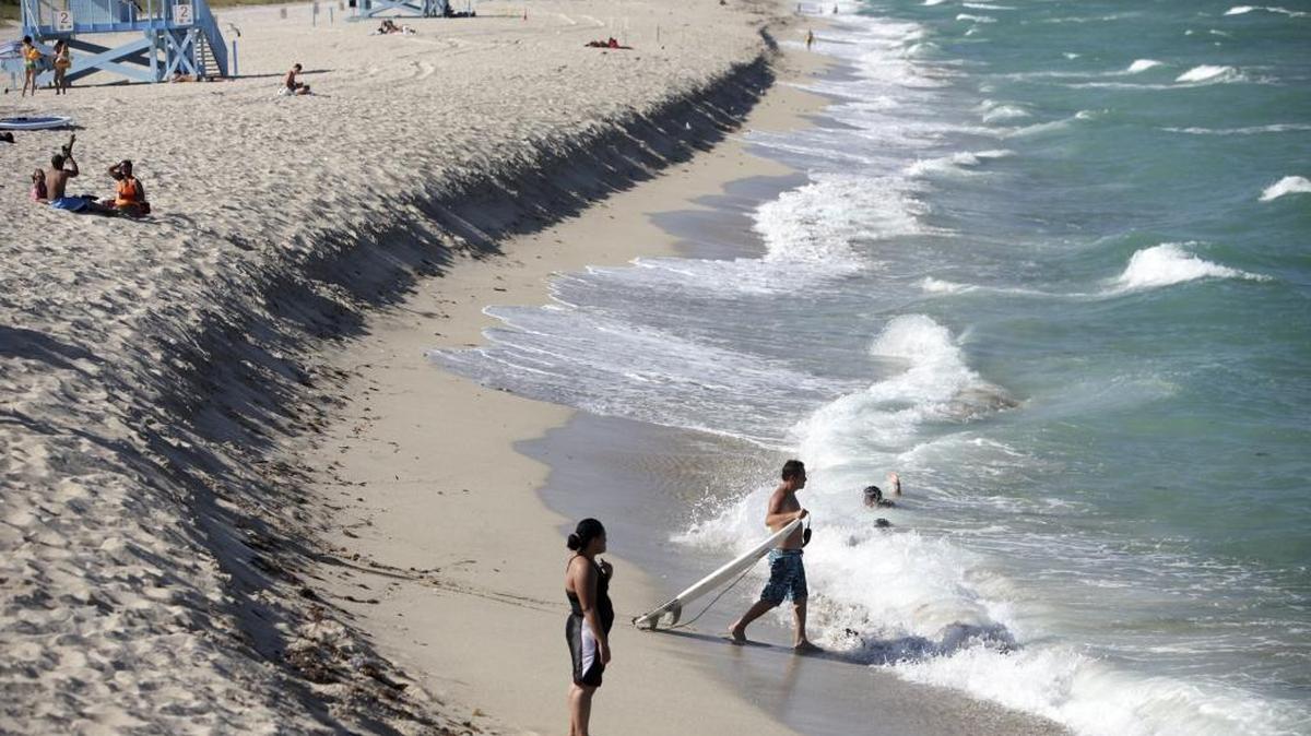 Tides and rising sea levels have increased erosion on South Florida beaches including Haulover Beach Park in Miami, pictured here in 2013.