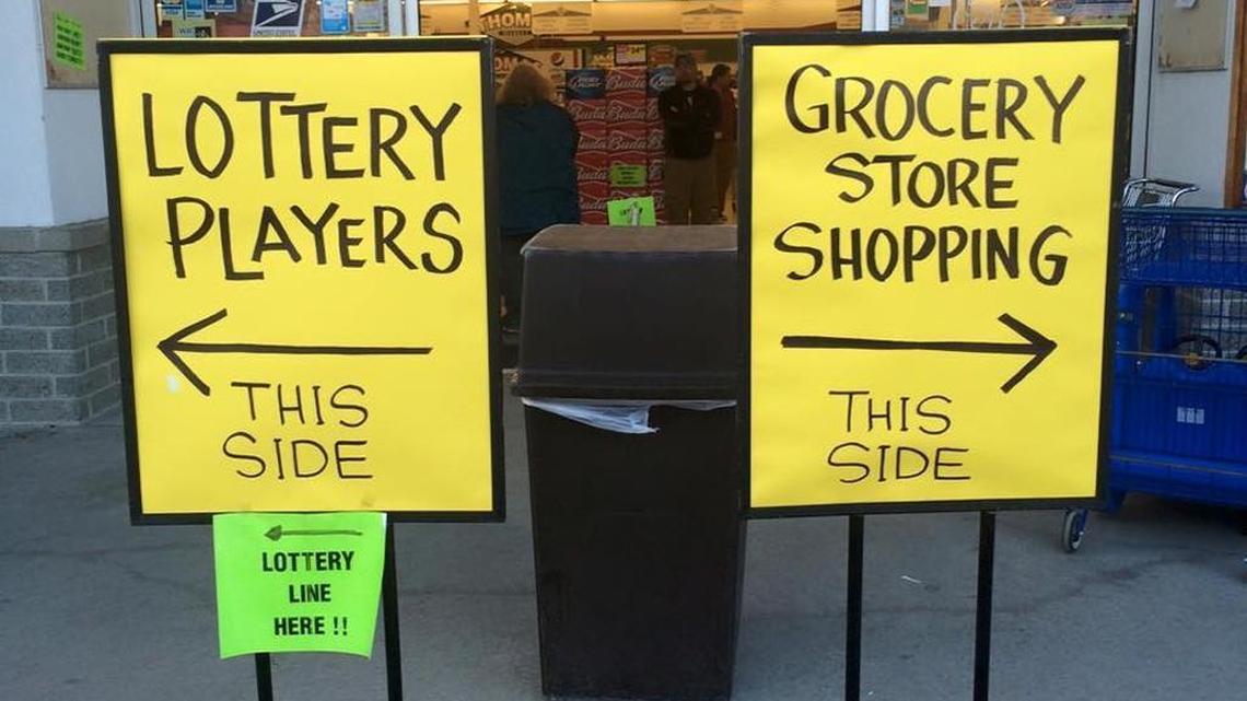 Thomas Food Center has two county-provided porta-potties set up next to their store to accommodate the influx of Utah residents seeking lottery tickets.