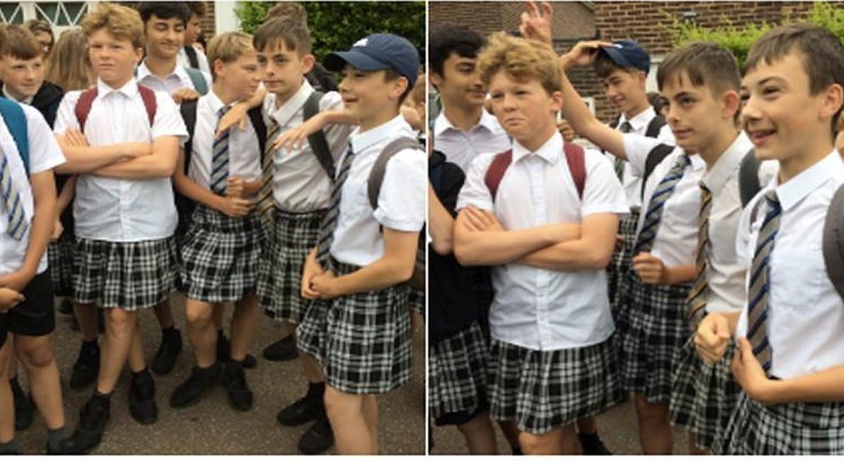 Boys at ISCA Academy in Exeter, England, wore skirts to school this week to protest the no-shorts rule. It’s too hot during the current heatwave to wear long pants, the boys complained.