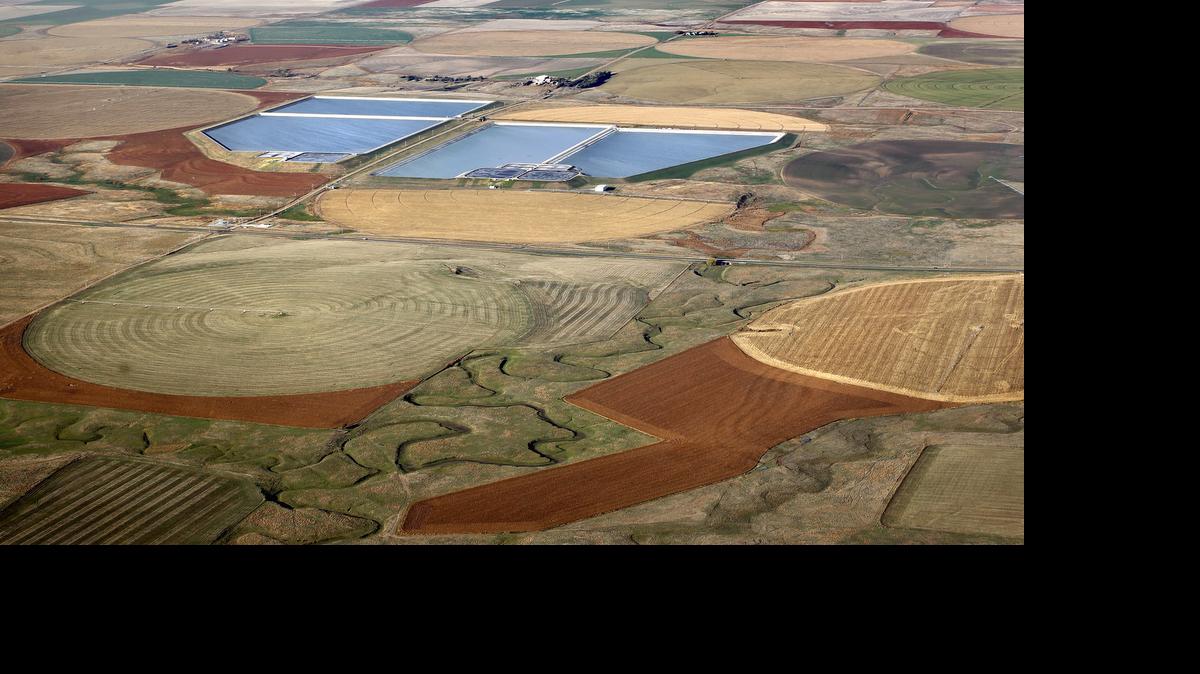 
A wastewater reclamation facility in Kansas, shown in December 2012, treats water from area industries, which is then used to irrigate surrounding farm fields. Such facilities can help reduce the region’s dependence on the Ogallala Aquifer. 
