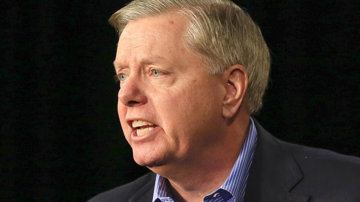 Republican presidential candidate, Sen. Lindsey Graham, R-S.C., speaks in Des Moines, Iowa. 