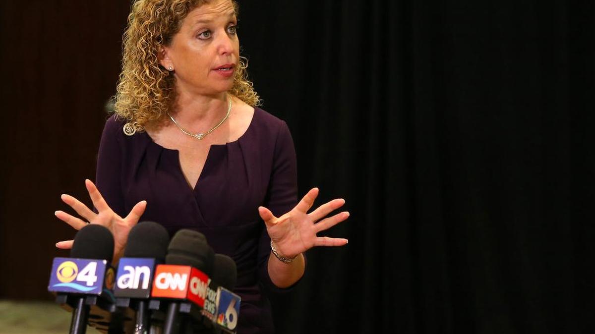 
U.S. Rep. Debbie Wasserman Schultz talks with the media after meeting with Jewish community leaders at David Posnack Jewish Community Center on Thursday in Davie.
