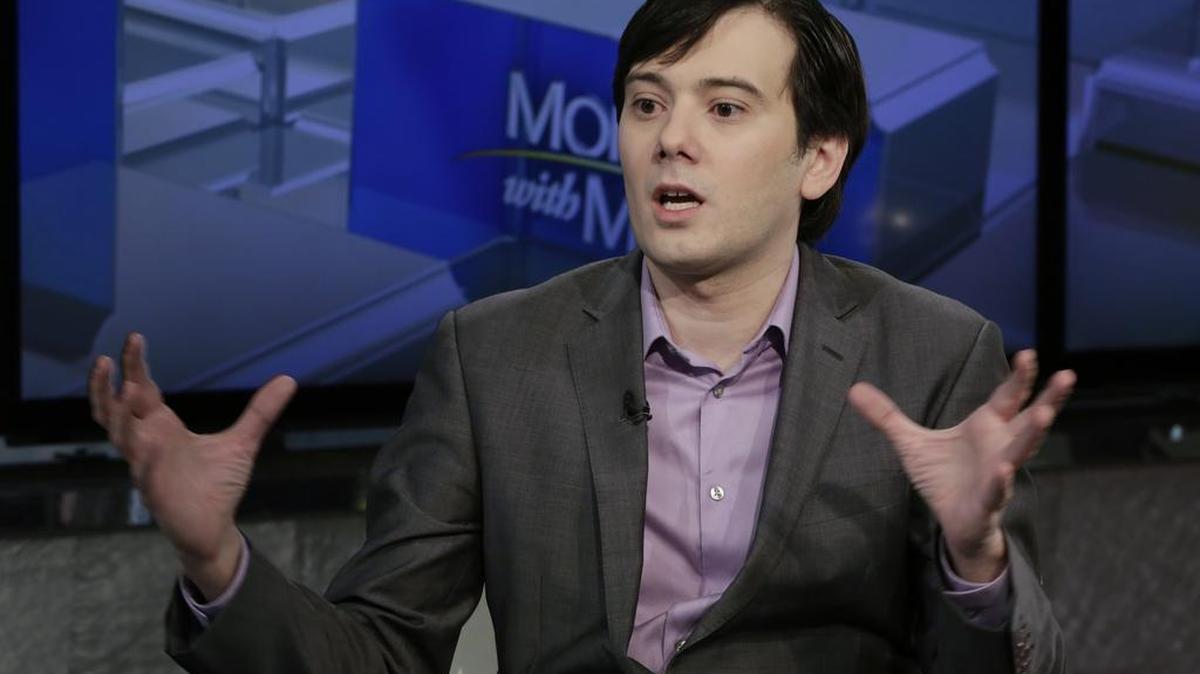 FILE- In this Aug. 15, 2017, file photo, former pharmaceutical CEO Martin Shkreli speaks during an interview by Maria Bartiromo during her “Mornings with Maria Bartiromo” program on the Fox Business Network, in New York.