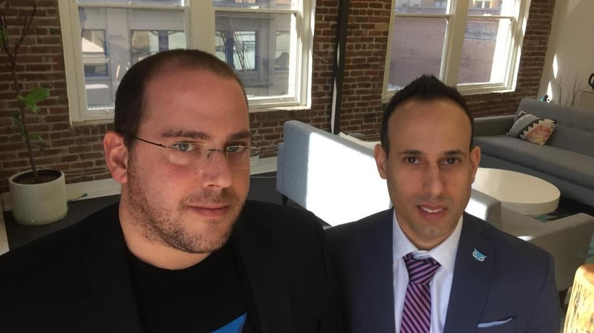 Chief technology officer Yonatan Striem-Amit, left, and cofounder Lior Div of Cybereason, a Boston cybersecurity firm. Both are veterans of Unit 8200 of the Israel Defense Forces.