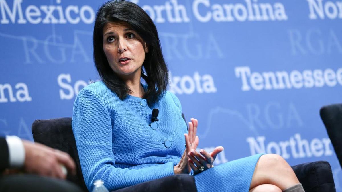 South Carolina Gov. Nikki Haley participates in a panel discussion during the Republican Governors Association annual conference Wednesday, Nov. 18, 2015, in Las Vegas.