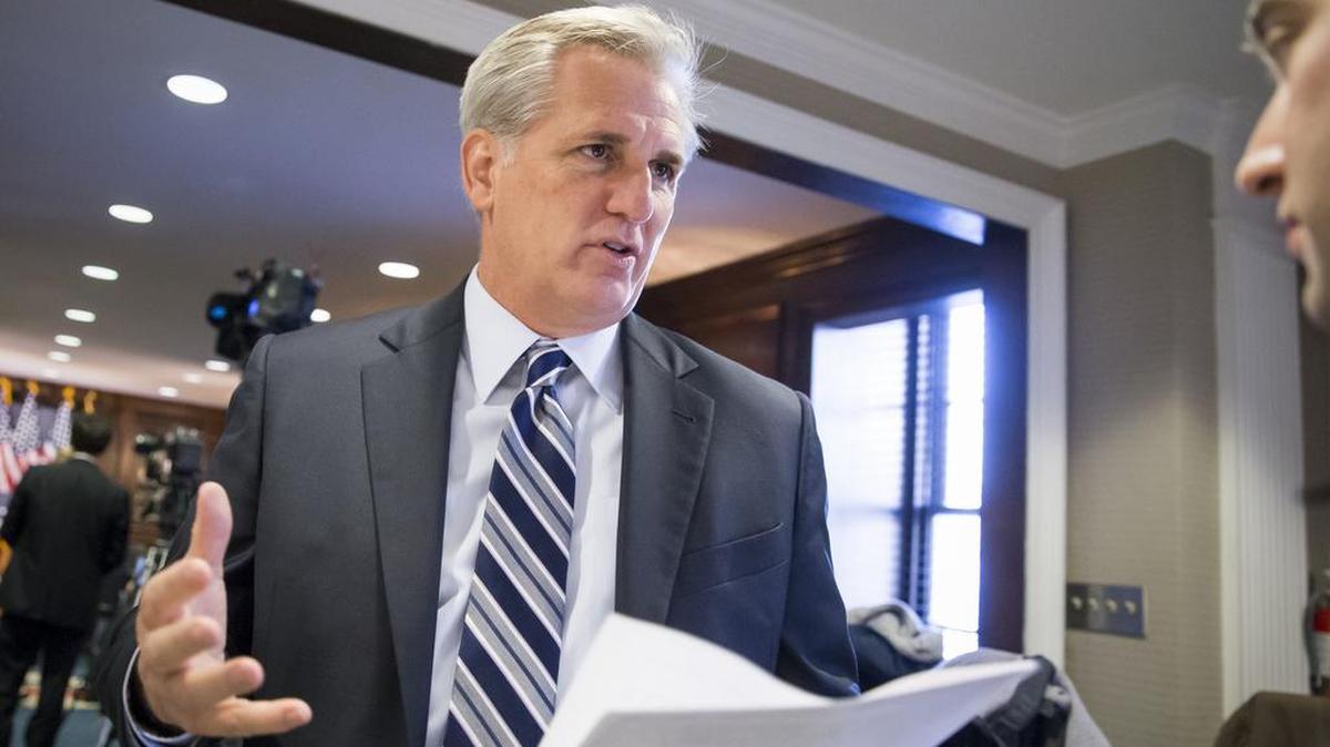 Majority Leader Kevin McCarthy, R-Calif., attended a closed-door GOP caucus meeting at the Republican National Headquarters on Capitol Hill in Washington, Tuesday, Dec. 8, 2015. House lawmakers voted Tuesday to approve legislation tightening controls on travel to the U.S. and requiring visas for anyone who has been in Iraq or Syria in the previous five years. “You have more than 5,000 individuals that have Western passports in this program that have gone to Iraq or Syria in the last five years,” said McCarthy. “Those are gaps that we need to fix.”