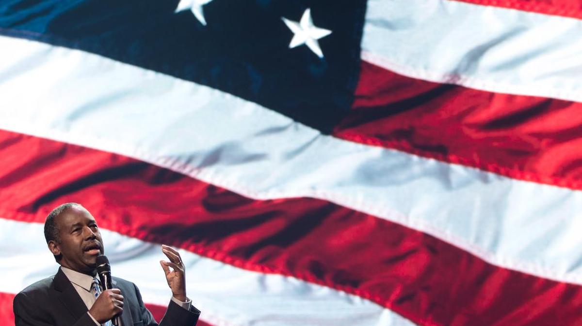 
Republican presidential candidate Ben Carson speaks during a church service at Free Chapel, Sunday, Oct. 11, 2015, in Gainesville, Ga.
