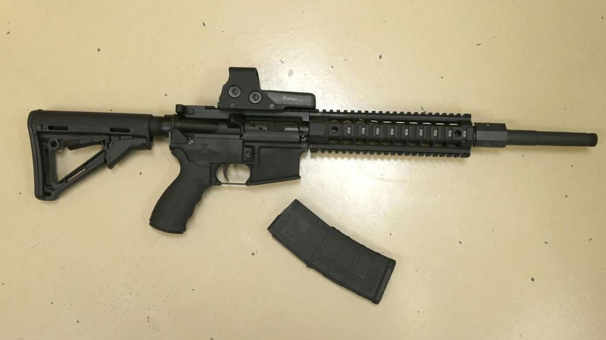 A custom made semi-automatic hunting rifle with a detachable magazine