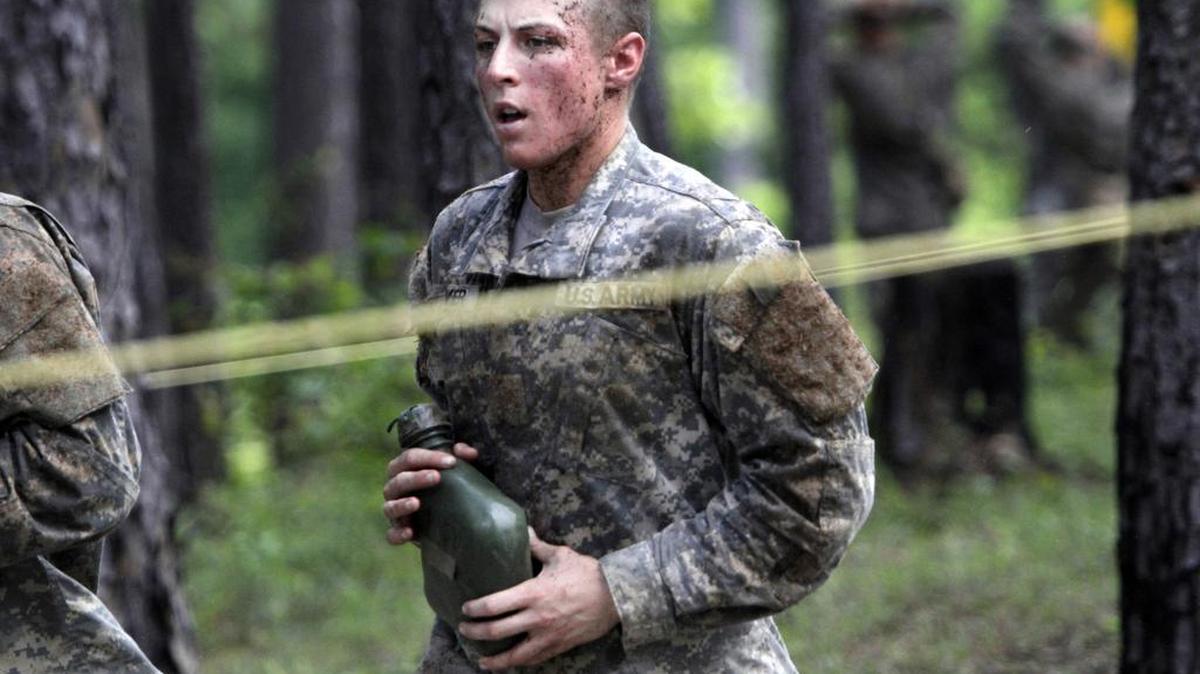 
1st Lt. Shaye Haver is shown during Ranger School training on April 26. 
