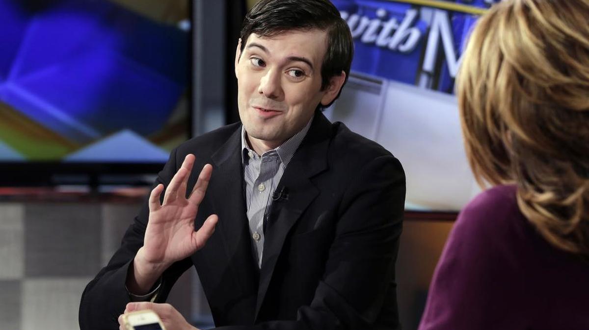 Former Turing Pharmaceuticals CEO Martin Shkreli is interviewed by host Maria Bartiromo during her "Mornings with Maria Bartiromo" program on the Fox Business Network, in New York, Feb. 2, 2016.
