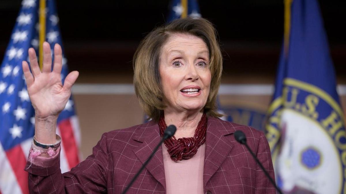 House Minority Leader Nancy Pelosi of California updates reporters as Congress works to meet deadlines for funding the government on Friday, Dec. 11, 2015, on Capitol Hill in Washington.