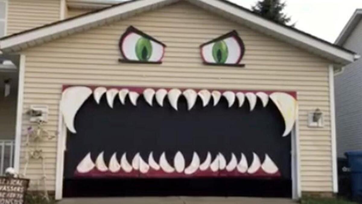 This garage door in Cleveland, Ohio has attracted millions of viewers on Facebook.