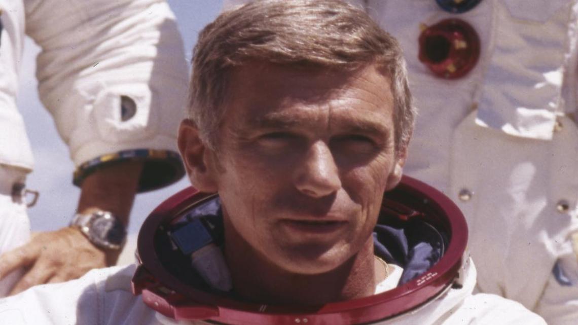 Eugene Cernan, is pictured in an undated file photo. NASA announced that the former astronaut, the last man to walk on the moon, died Monday, Jan. 16, 2017, surrounded by his family. He was 82.