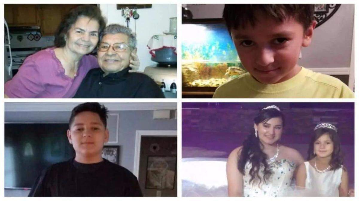 Manuel and Belia Sandivar, top left, and their four great-grandchildren: Xavier, top right, Dominic, and Devy and Daisy Saldivar.