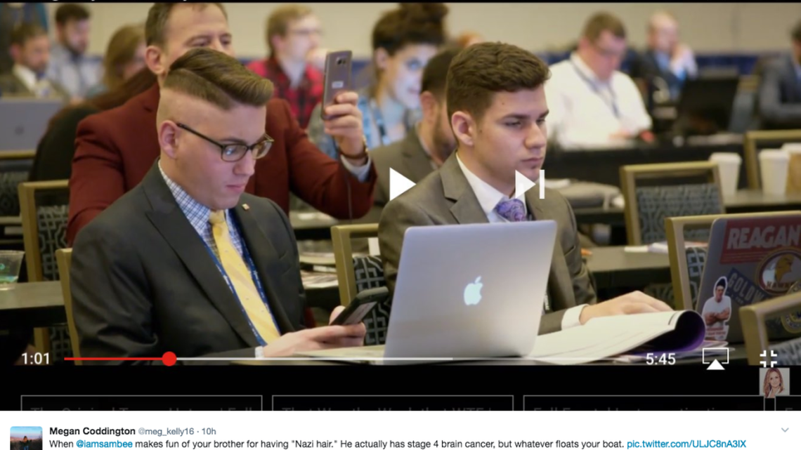 The original clip of Kyle Coddington, left, who has been diagnosed with brain cancer.