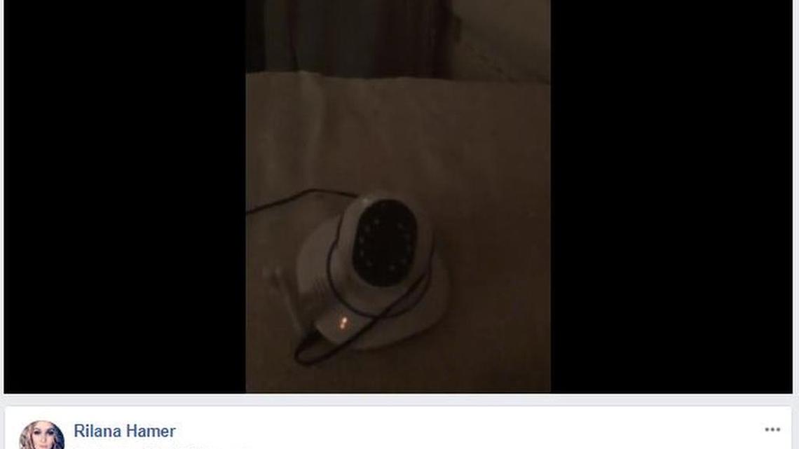 A woman was left shaken after someone apparently hacked into her security camera and began whispering to her through it.