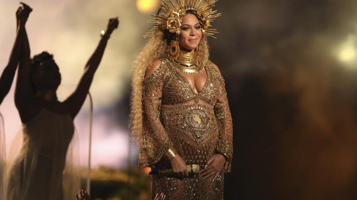 Beyonce performs at the 59th annual Grammy Awards on Sunday, Feb. 12, 2017, in Los Angeles.