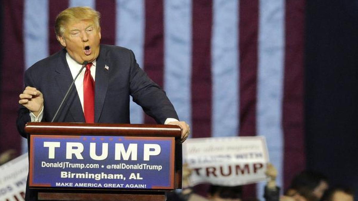 Republican presidential candidate Donald Trump speaks during a campaign stop Nov. 21, 2015, in Birmingham, Ala.