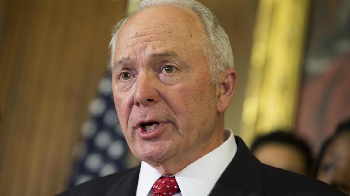 House Education and the Workforce Committee Chairman Rep. John Kline, R-Minn., speaks during a 2014 news conference on Capitol Hill in Washington. The House voted Wednesday on a long-sought rewrite of the 2002 No Child Left Behind education law that would roll back the federal government's authority to push academic standards and tell schools how to improve.