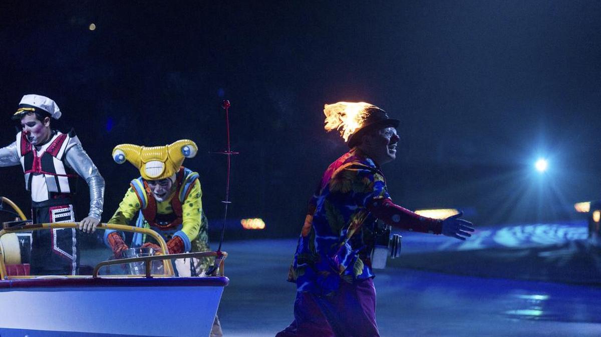 Clowns are a tried and true circus act as – from left – Joan Canteleta, Dave Honigman and Victor Rossi display at Saturday’s Ringling Bros. and Barnum & Bailey circus performance in Fresno, Calif.