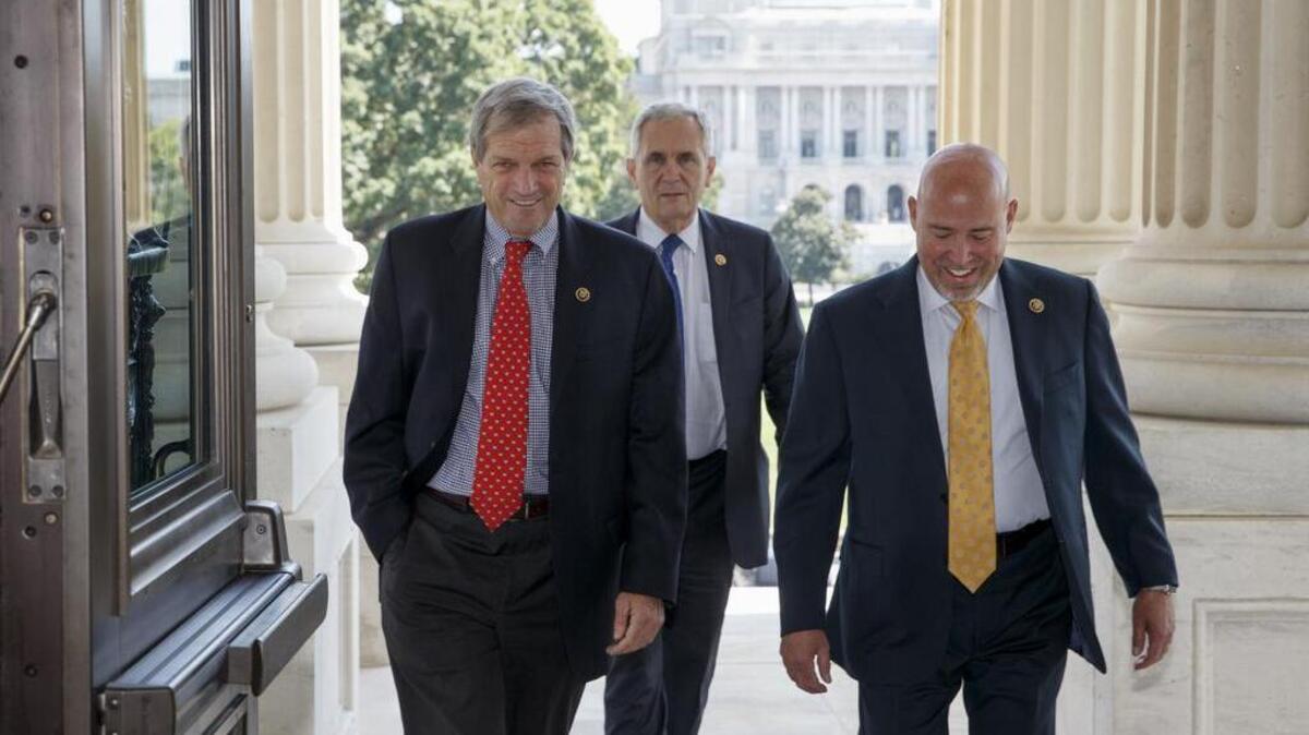 
From left, Rep. Mark DeSaulnier D-Calif., Rep. Lloyd Doggett, D-Texas and Rep. Tom MacArthur R-N.J., arrive for a vote on Capitol Hill in Washington, on Friday, Sept. 18, 2015, to block Planned Parenthood's federal funds for a year. The House used a nearly party-line 241-187 vote to clear the legislation, which stands little chance of enactment. Planned Parenthood gets around $450 million yearly in federal payments, mostly Medicaid reimbursements for handling low-income patients. That’s around one-third of the organization’s $1.3 billion annual budget. Practically none of the federal money can be used for abortions. 

