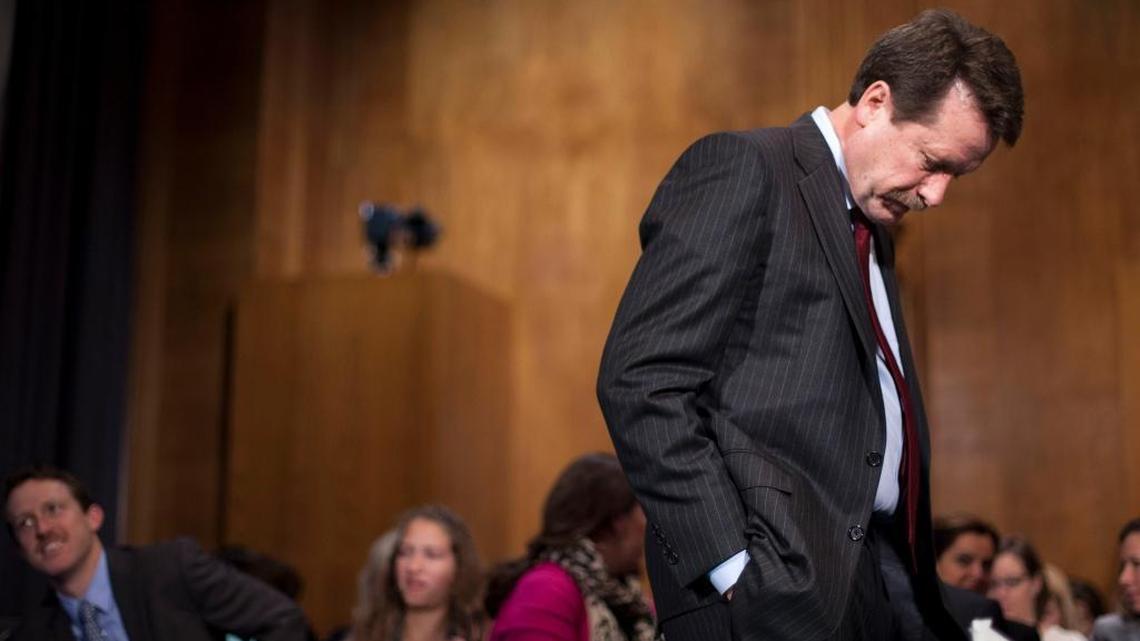 Dr. Robert Califf, President Barack Obama’s choice to lead the Food and Drug Administration, waits on Capitol Hill in Washington, Tuesday, Nov. 17, 2015, for Senate Health, Education, Labor and Pensions Committee members to arrive for a hearing on his nomination.