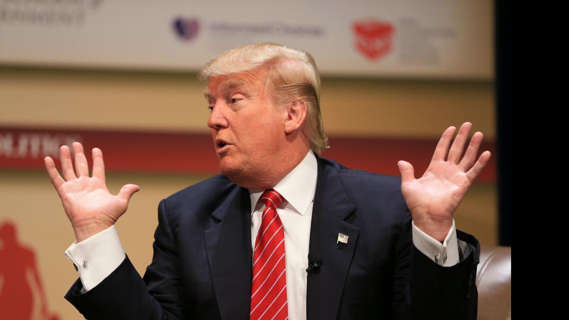 
Donald Trump speaks at Family Leadership Summit in Ames, Iowa, where he was dismissive of Sen. John McCain’s war service.
