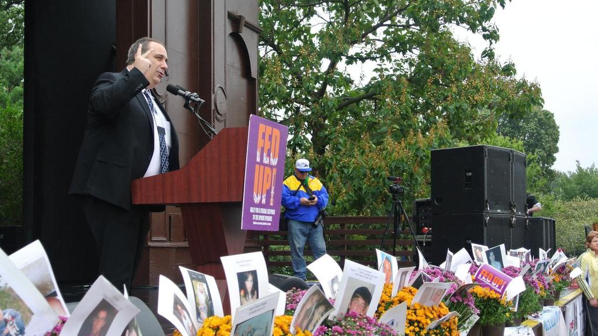 Leonard Campanello, the police chief of Gloucester, Mass., speaks at the third annual Fed Up! Rally in Washington on Oct. 3, 2015. He started offering treatment to heroin addicts who walk into his station instead of arrest, even if they have drugs on them. According to the Fed Up! website, almost 3,000 people attended the rally, including Fed Up! committee member Michele McTiernan-Gleason, from Connect the Pieces in Boise, Idaho.
