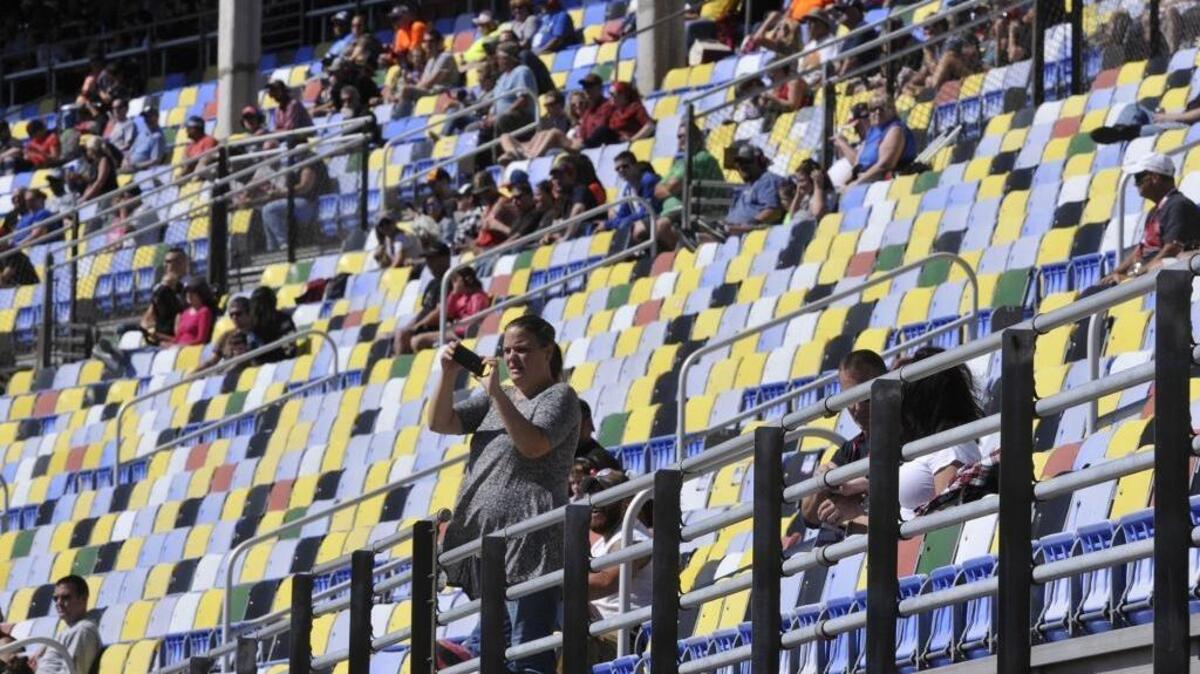 Fans in turn 4 early in the 37th Annual Bank of America 500 NASCAR Sprint Cup Race at Charlotte Motor Speedway on Oct. 9, 2016.