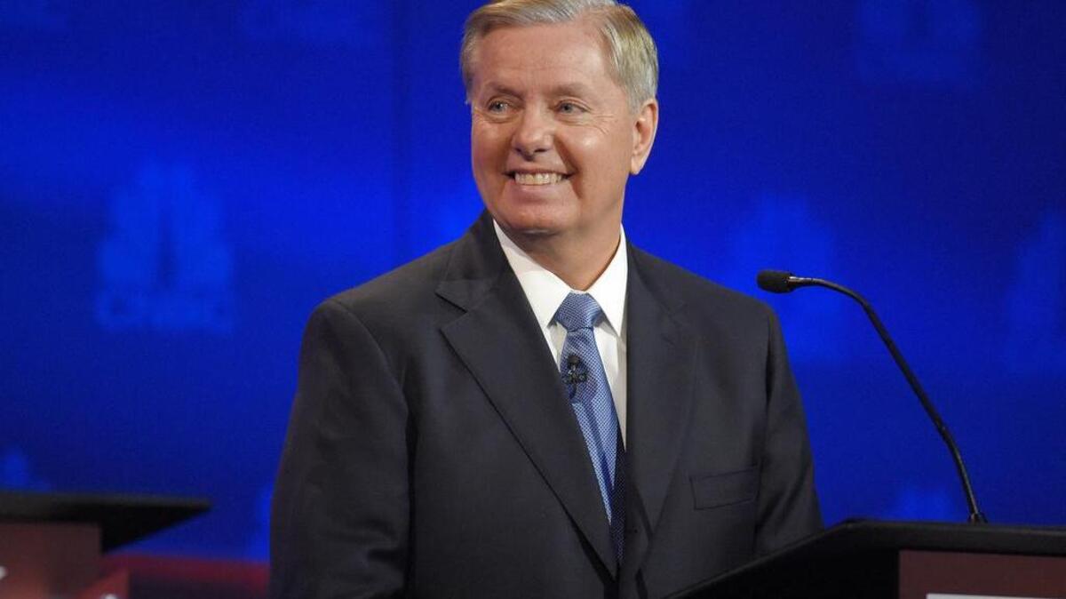 Lindsey Graham appears during the CNBC Republican presidential debate at the University of Colorado, Wednesday, Oct. 28, 2015, in Boulder, Colo.