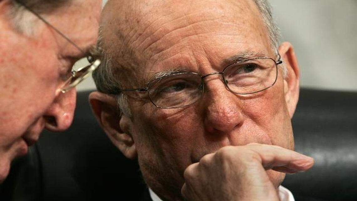 
The head of the commission working to build a memorial to President Dwight D. Eisenhower plans to resign, and for a successor he recommends Sen. Pat Roberts, R-Kan., right, shown in 2005. 
