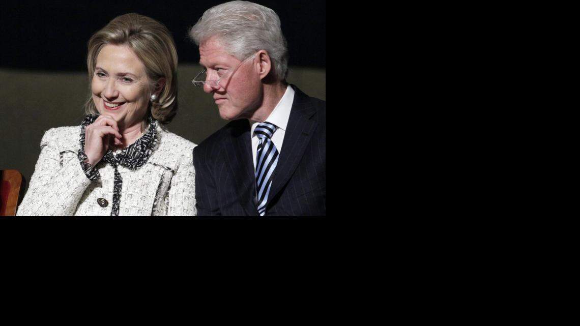 
 Then-Secretary of State Hillary Clinton and former President Bill Clinton are pictured at an event in Washington on Jan. 14, 2011. 
