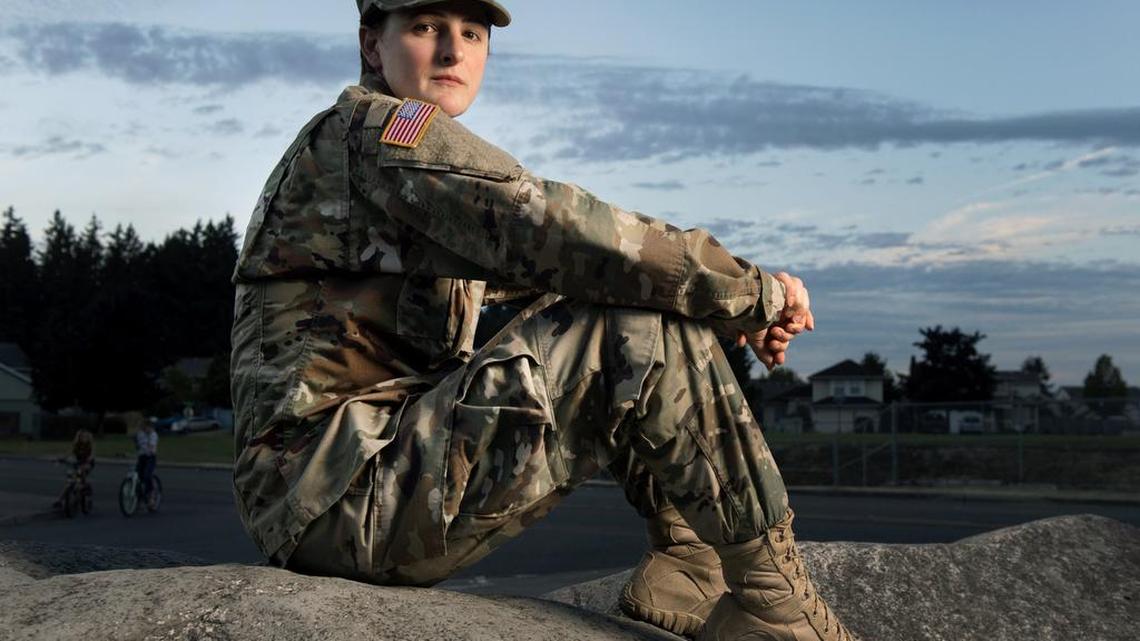 Capt. Jennifer Peace is one of an estimated 15,000 transgender people who serve in the active-duty military. She's speaking out in the hopes of helping people understand transgender men and women. Photo taken on Aug. 28, 2015, near her home in Spanaway.
