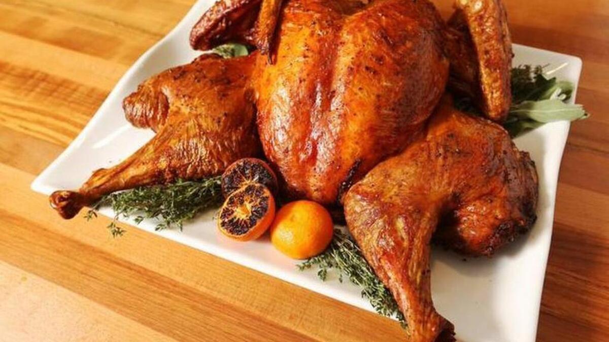 Janet Bourbon, corporate chef at Cargill, made this turkey by taking the backbone out before it was cooked. The method is called “spatchcocking.”