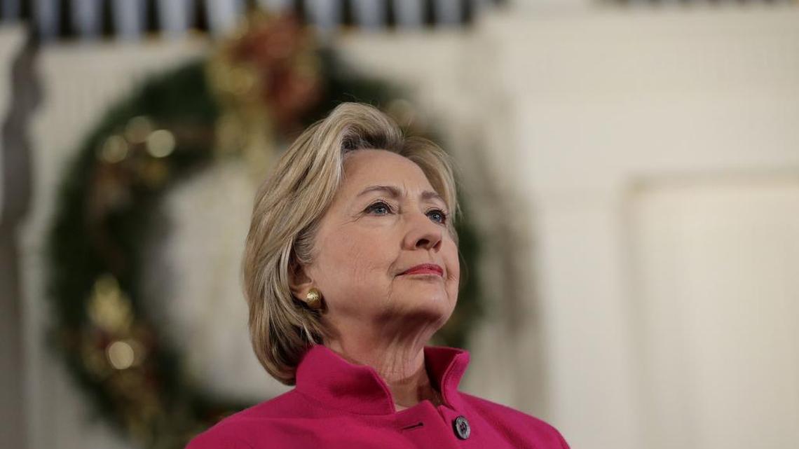 Democratic presidential candidate Hillary Clinton listens during a town hall style campaign event Tuesday, Dec. 29, 2015, at South Church, in Portsmouth, N.H.