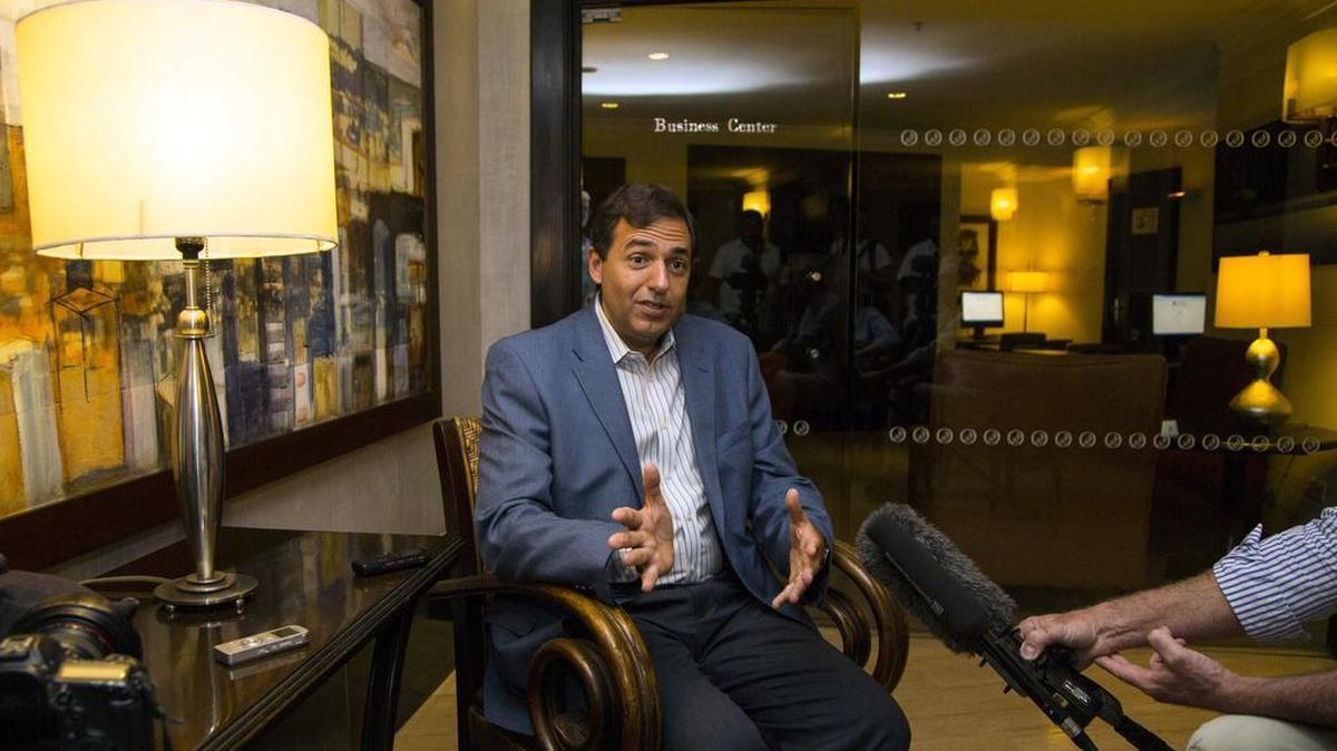 Jorge Giannattasio, Starwood Hotels and Resorts chief of Latin American operations, speaks to reporters in Havana on Saturday, March 19, 2016. Starwood says it has signed a deal to renovate and run three Cuban hotels, returning U.S. chains to the island more than 50 years after American hotels were taken over by Fidel Castroís socialist revolution.