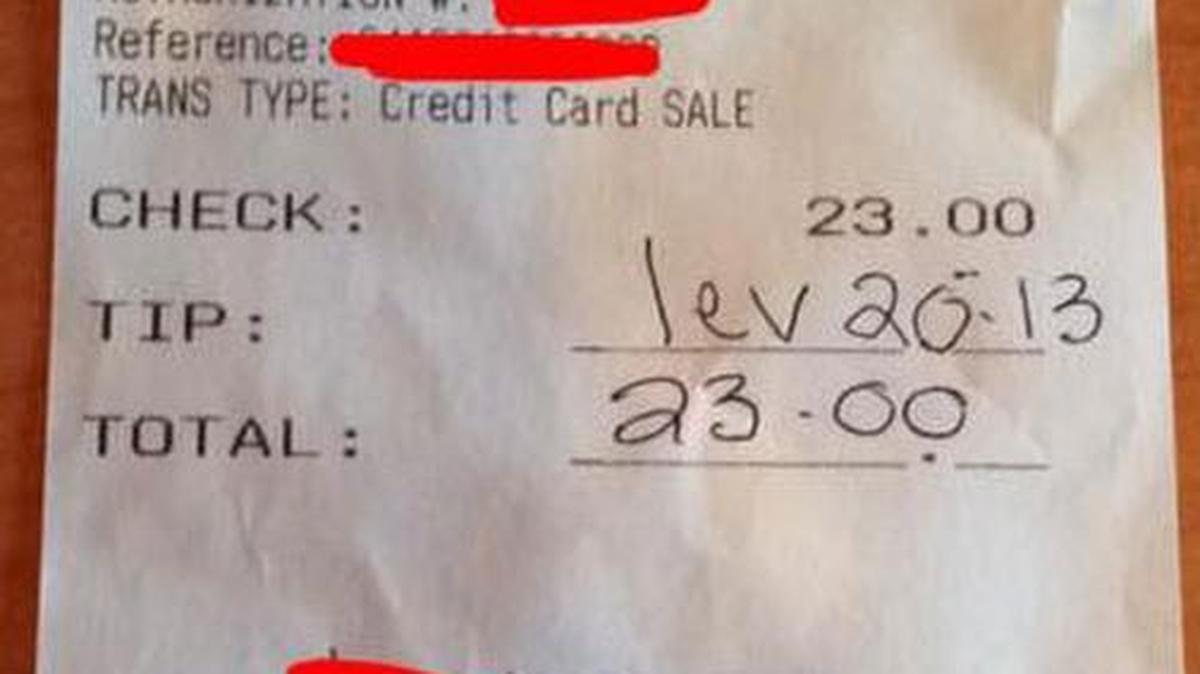 Charlotte waitress Alexandra Judd says a group of patrons she served for lunch Tuesday morning left her a “hateful message” in lieu of a tip. A Bible verse was left on the tip pointing Judd to Leviticus 20:13.