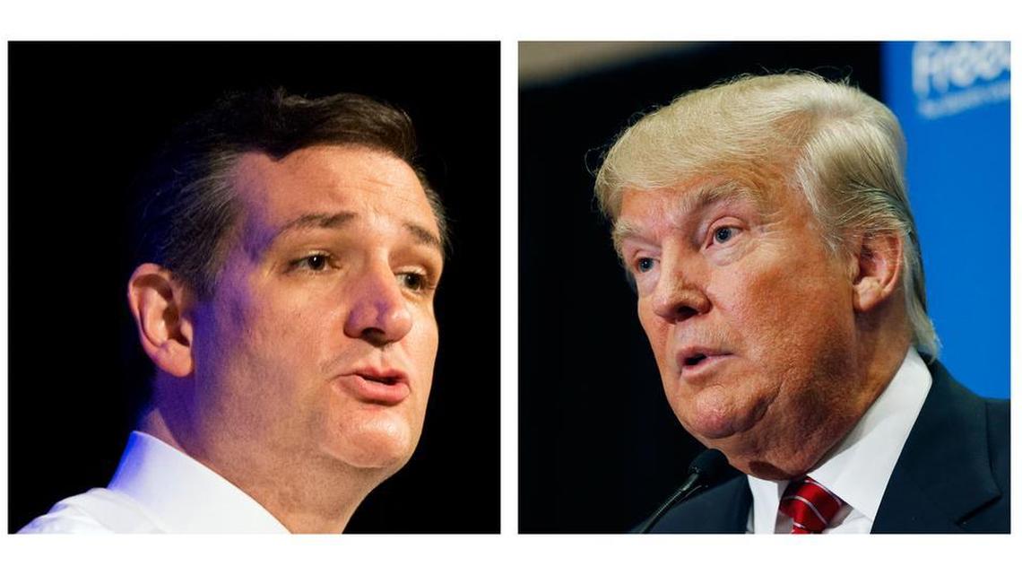 
Sen. Ted Cruz, R-Texas, left, and Donald Trump are in a so-far cordial competition for many of the same anti-establishment conservatives. On Wednesday, at Cruz’s invitation, Trump is to appear with him at a Capitol Hill rally protesting the proposed nuclear agreement with Iran. 
