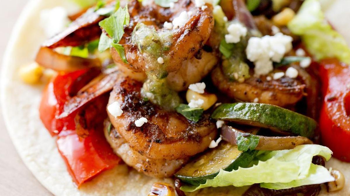Shrimp fajitas, in LaGrangeville, N.Y., March 29, 2016. There hasn't been much innovation in fajitas since the dish became an American dining staple three decades ago -- but putting veggies on equal footing with the proteins is a good start.