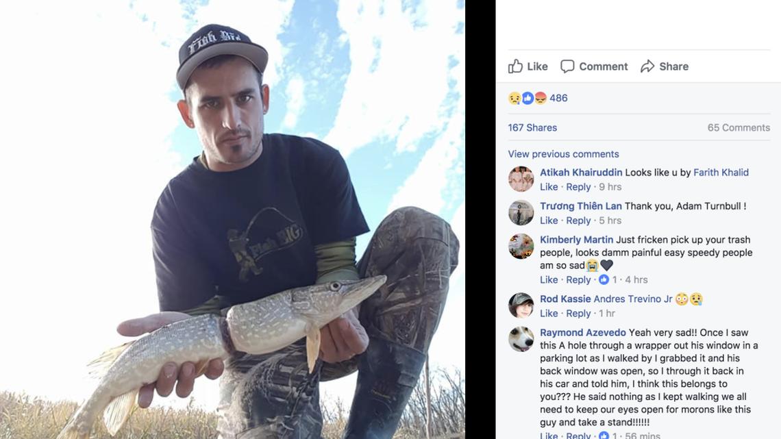 An Alberta fisherman caught a pike with a strange object wrapped around its body and posted a picture of the wound to Facebook, where it’s been shared more than 10,000 times.