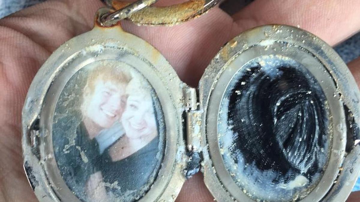 A locket found at the bottom of the ocean in the Bahamas had this picture and southern Fresno County, Calif., coordinates etched on the outside.