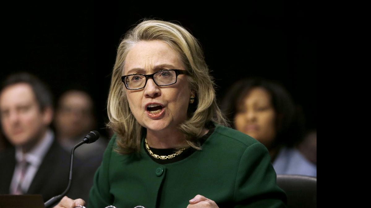 
Then-Secretary of State Hillary Rodham testifies on Capitol Hill in Washington before the Senate Foreign Relations Committee on Jan. 23, 2014. 

