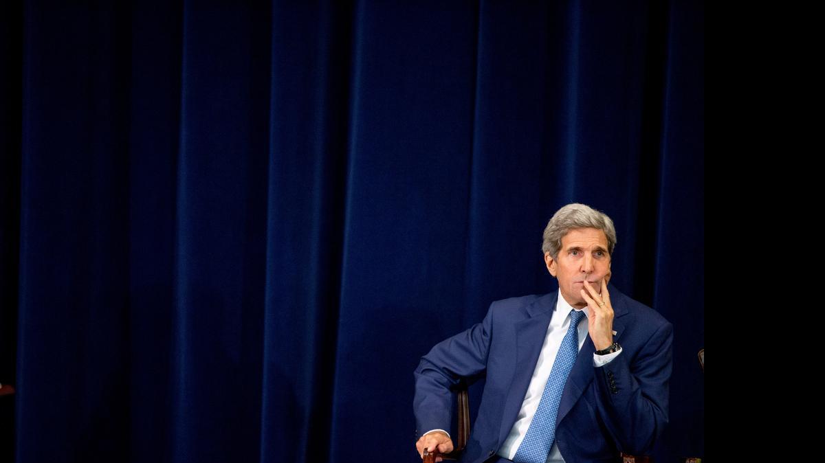 
Secretary of State John Kerry sits on stage during a news conference at the State Department in Washington, Monday, July 27, 2015, where he released the 2015 Trafficking in Persons Report. The State Department has taken Malaysia and Cuba off its blacklist of countries failing to combat modern-day slavery, leaving the U.S. open to criticism that politics is swaying the often-contentious rankings in its annual human trafficking report.
